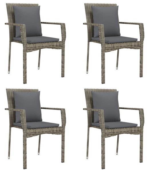 5 részes szürke polyrattan kerti étkezőgarnitúra párnával