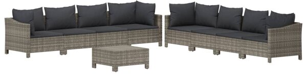 9 részes szürke polyrattan kerti ülőgarnitúra párnákkal