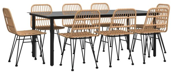 9 részes polyrattan kerti étkezőgarnitúra