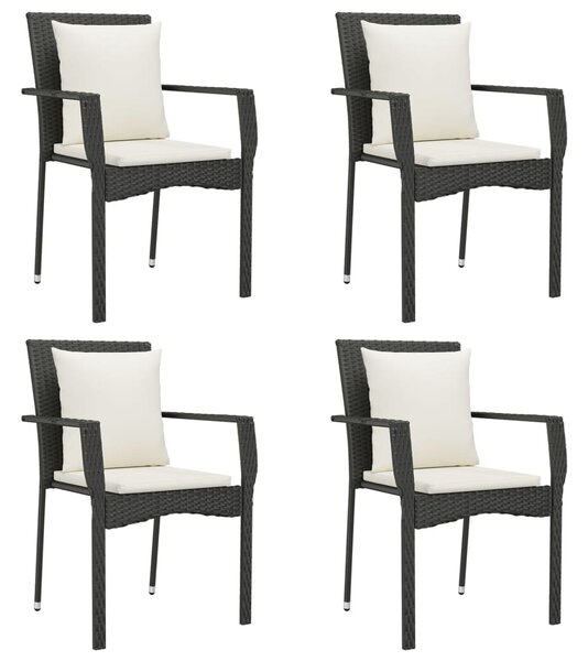 5 részes fekete polyrattan kerti étkezőgarnitúra párnákkal