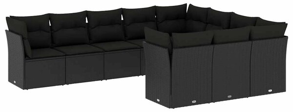 VidaXL Polyrattan Kerti Ülőgarnitúra - 10 részes - Fekete