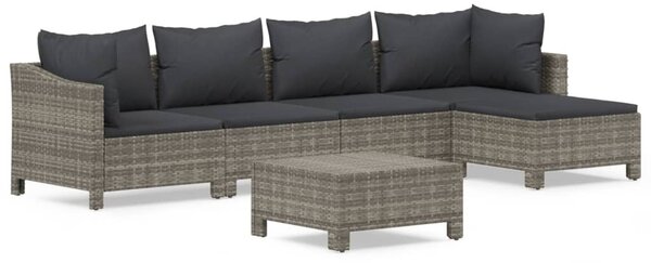 6 részes szürke polyrattan kerti ülőgarnitúra párnákkal