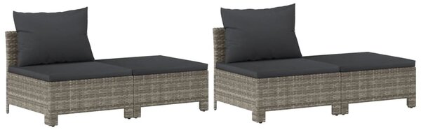 8 részes szürke polyrattan kerti ülőgarnitúra párnákkal