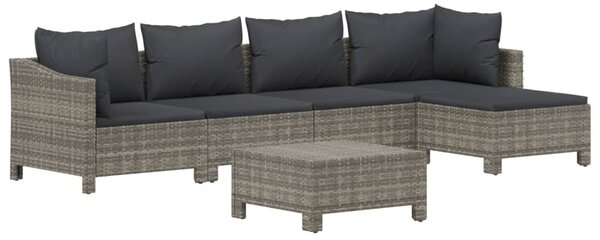 6 részes szürke polyrattan kerti ülőgarnitúra párnákkal