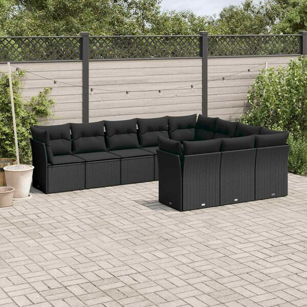 VidaXL Polyrattan Kerti Ülőgarnitúra - 10 részes - Fekete