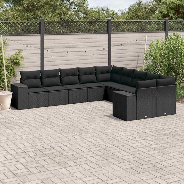 VidaXL Polyrattan Kerti Ülőgarnitúra - 10 részes - Fekete