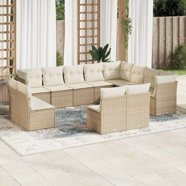VidaXL Polyrattan Kerti Ülőgarnitúra - 12 részes - Bézs