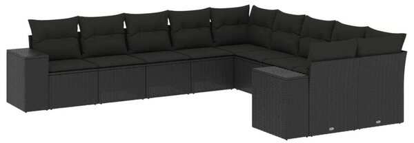 VidaXL Polyrattan Kerti Ülőgarnitúra - 10 részes - Fekete