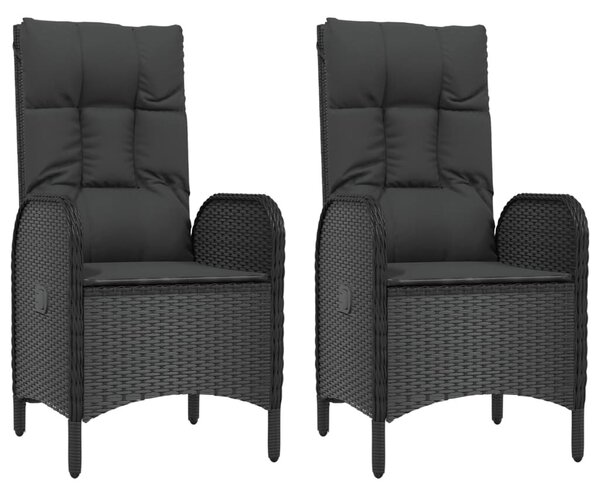 5 részes fekete polyrattan kerti étkezőgarnitúra párnákkal