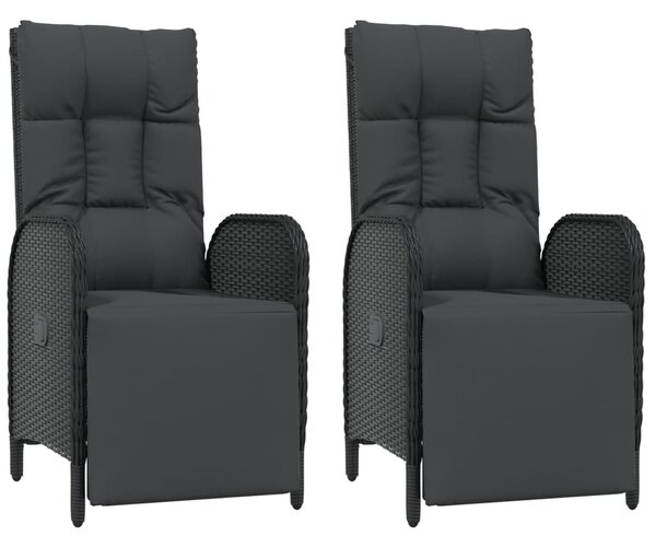 5 részes fekete polyrattan kerti étkezőgarnitúra párnákkal