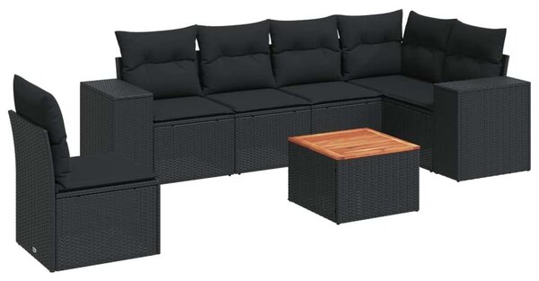 VidaXL Polyrattan Kerti Ülőgarnitúra - 7 részes - Fekete