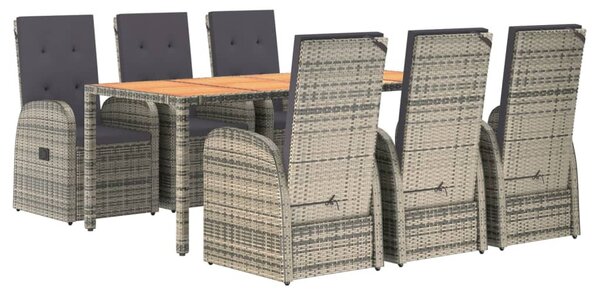 7 részes szürke polyrattan kerti étkezőgarnitúra párnával