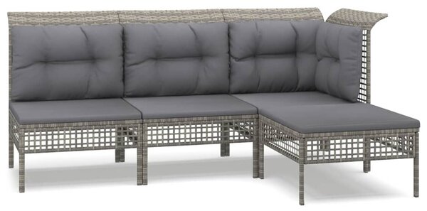 4 részes szürke polyrattan kerti ülőgarnitúra párnákkal