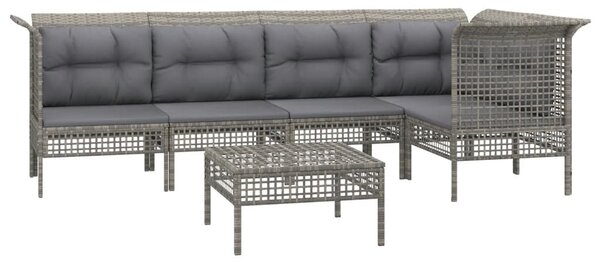 6 részes szürke polyrattan kerti ülőgarnitúra párnákkal