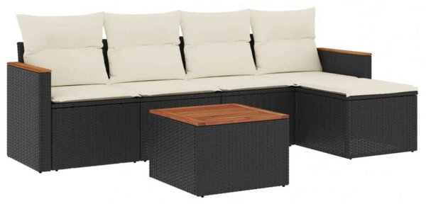 VidaXL Polyrattan Kerti Ülőgarnitúra - 6 részes - Fekete