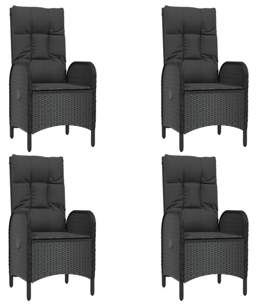 5 részes fekete polyrattan kerti étkezőgarnitúra párnákkal