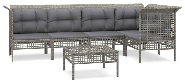 6 részes szürke polyrattan kerti ülőgarnitúra párnákkal