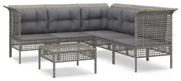 6 részes szürke polyrattan kerti ülőgarnitúra párnákkal