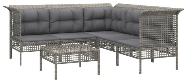 6 részes szürke polyrattan kerti ülőgarnitúra párnákkal