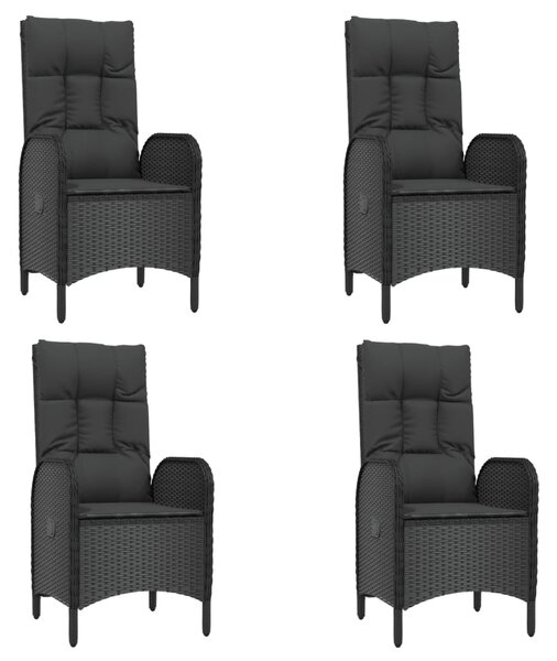 5 részes fekete polyrattan kerti étkezőgarnitúra párnákkal