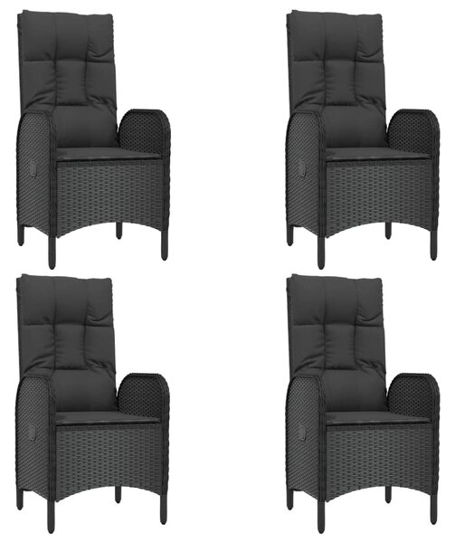 5 részes fekete polyrattan kerti étkezőgarnitúra párnákkal