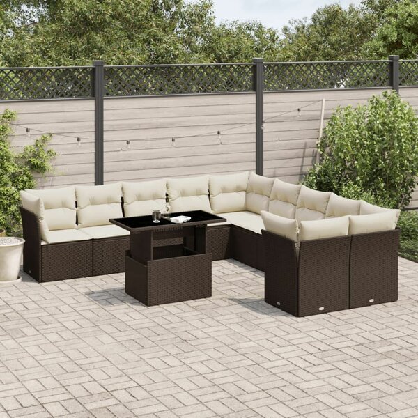 VidaXL Polyrattan Kerti Ülőgarnitúra - 11 részes, Barna