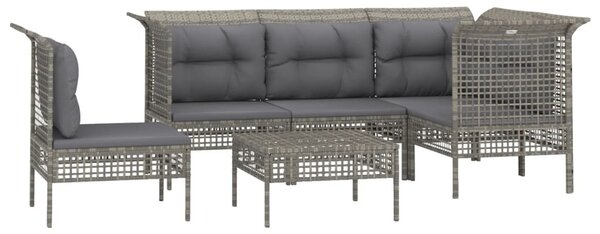6 részes szürke polyrattan kerti ülőgarnitúra párnákkal