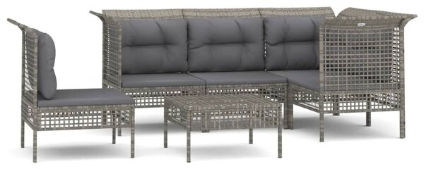 6 részes szürke polyrattan kerti ülőgarnitúra párnákkal