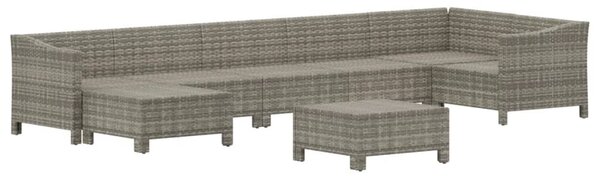 8 részes szürke polyrattan kerti ülőgarnitúra párnákkal
