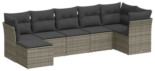 VidaXL Polyrattan Kerti Ülőgarnitúra - 7 részes - Szürke