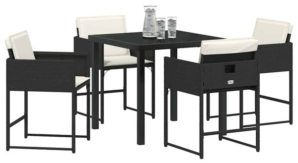 Kert étkező szett párnával 5 pcs Fekete polirattan