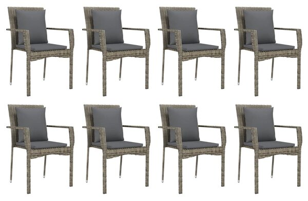 9 részes szürke polyrattan kerti étkezőgarnitúra párnával