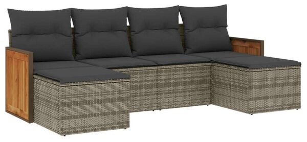 VidaXL Polyrattan Kerti Ülőgarnitúra - 6 részes - Szürke