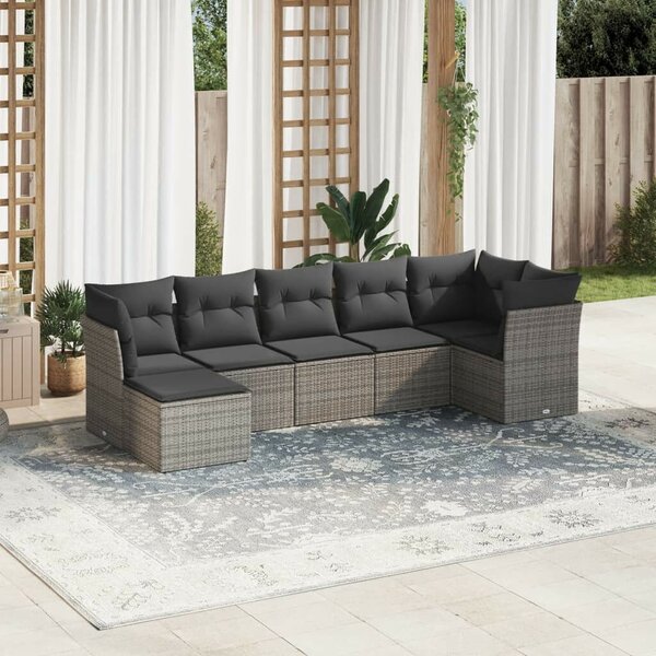 VidaXL Polyrattan Kerti Ülőgarnitúra - 7 részes - Szürke