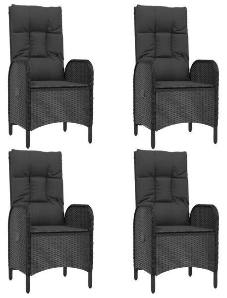 7 részes fekete polyrattan kerti étkezőgarnitúra párnával