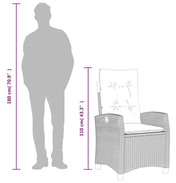 VidaXL Kerti Étkezőgarnitúra - Polyrattan - 7 részes - Szürke