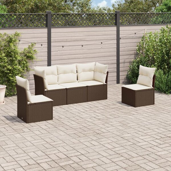 VidaXL Polyrattan Kerti Ülőgarnitúra - 5 részes - Barna