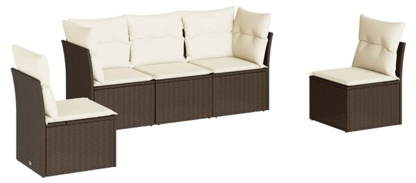 VidaXL Polyrattan Kerti Ülőgarnitúra - 5 részes - Barna