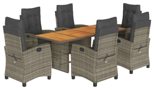 VidaXL Kerti Étkezőgarnitúra - Polyrattan - 7 részes - Szürke