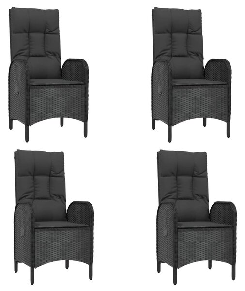 5 részes fekete polyrattan kerti étkezőgarnitúra párnákkal