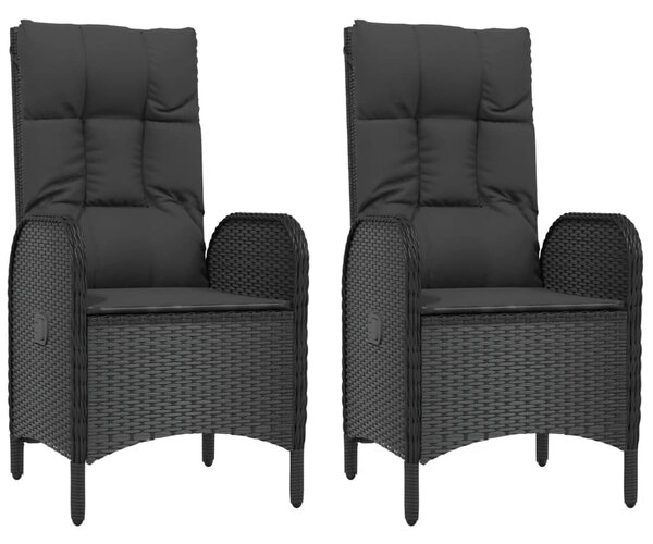 5 részes fekete polyrattan kerti étkezőgarnitúra párnákkal