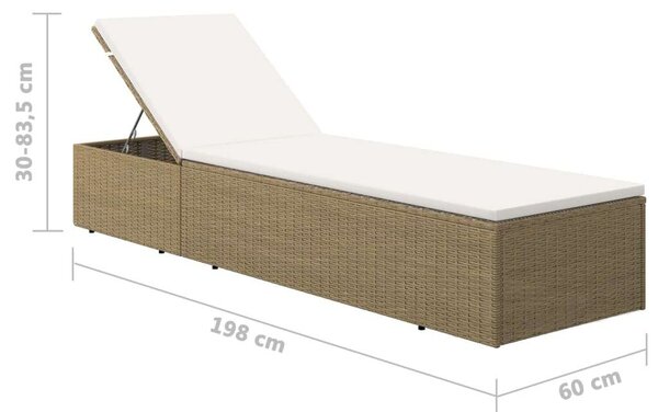 VidaXL Napozóágy - Polyrattan - 198cm