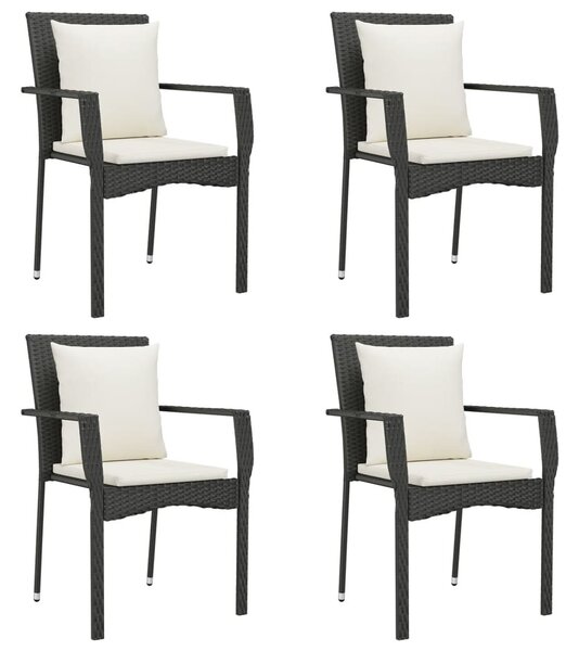 5 részes fekete polyrattan kerti étkezőgarnitúra párnákkal