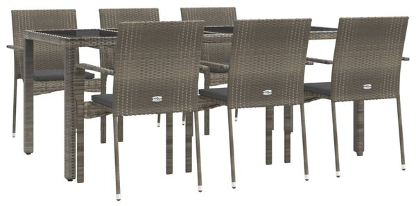 7 részes szürke polyrattan kerti étkezőgarnitúra párnával