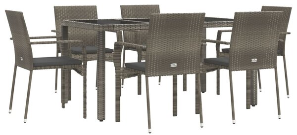 7 részes szürke polyrattan kerti étkezőgarnitúra párnával