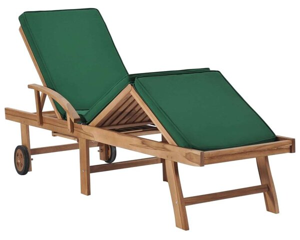 VidaXL Teakfa Napozóágy - 195cm - Zöld Párna