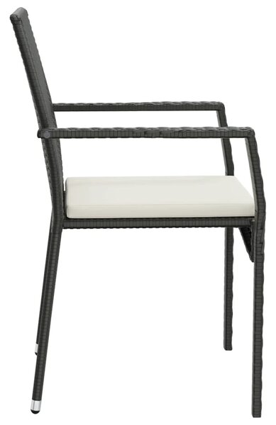 5 részes fekete polyrattan kerti étkezőgarnitúra párnákkal