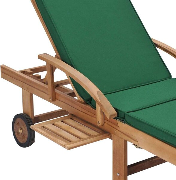 VidaXL Teakfa Napozóágy - 195cm - Zöld Párna