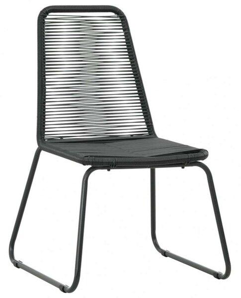 Fekete PVC Rattan Kerti Étkezőgarnitúra - 5 részes