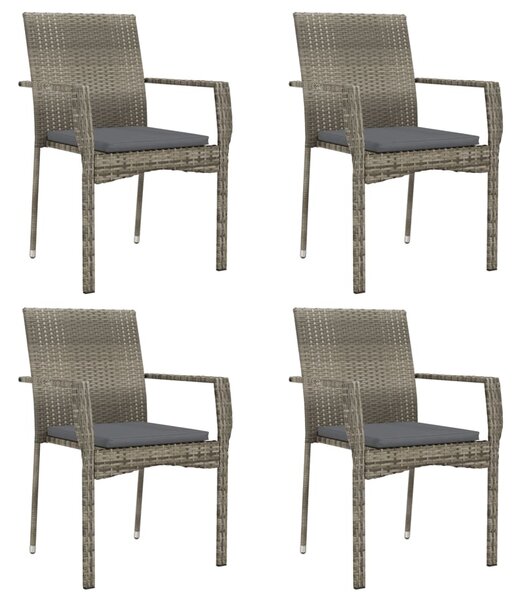 5 részes szürke polyrattan kerti étkezőgarnitúra párnával